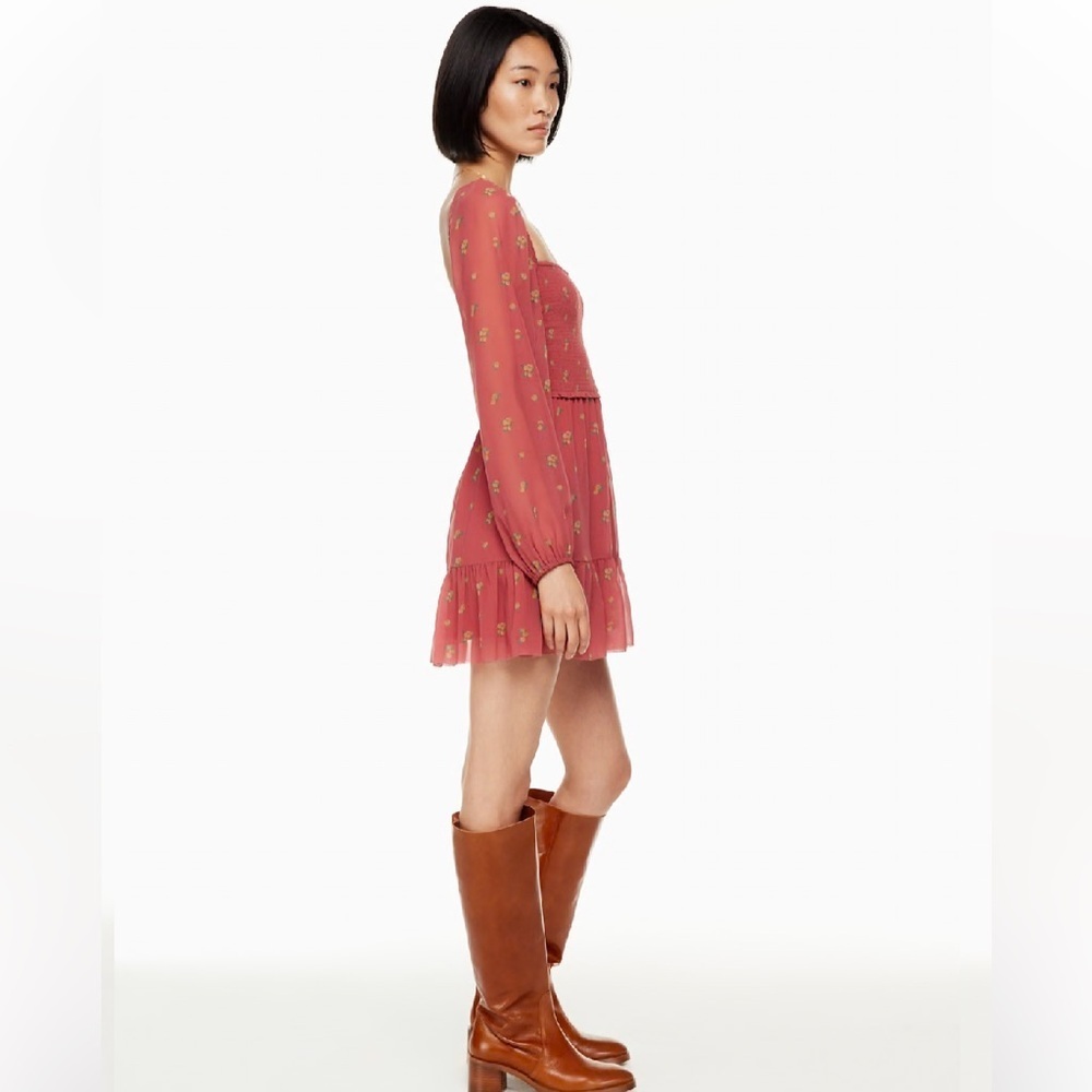 Wilfred Aritzia Womens Boho Cottagecore Wistful Red Floral Mini Dress Size Small - Picture 6 of 11